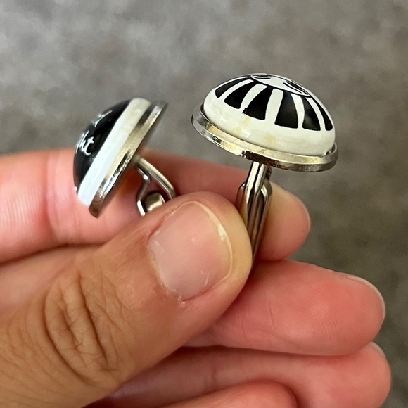 Vintage Duchamp London Cufflinks Good Morning Good Night Sun Mood Black White - Picture 5 of 7